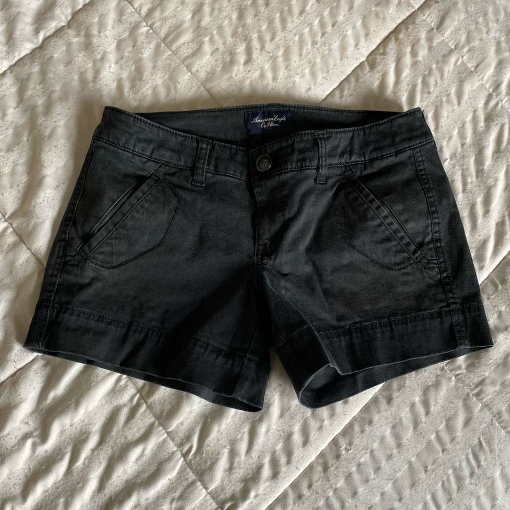 black denim shorts